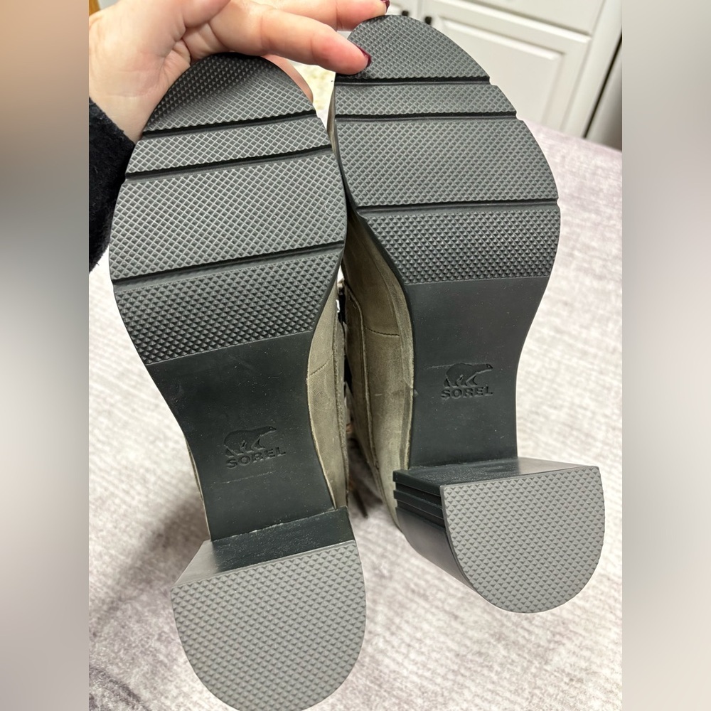 Sorel Womens Blake Leather Heeled Hiker Bootie Size 10 Waterproof Tall Gray - Picture 8 of 12